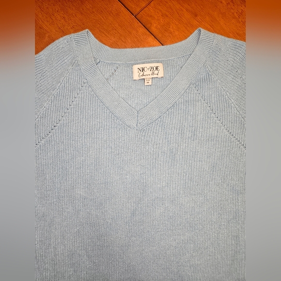 Blue V-Neck Sweater - Picture 11 of 15